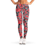 Red And Grey Digital Camo Pattern Print Women's Leggings