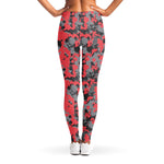 Red And Grey Digital Camo Pattern Print Women's Leggings