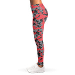 Red And Grey Digital Camo Pattern Print Women's Leggings