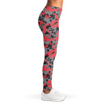 Red And Grey Digital Camo Pattern Print Women's Leggings