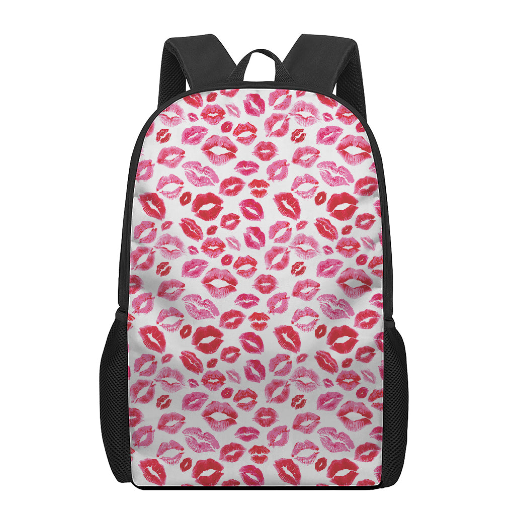 Red And Pink Lips Pattern Print 17 Inch Backpack