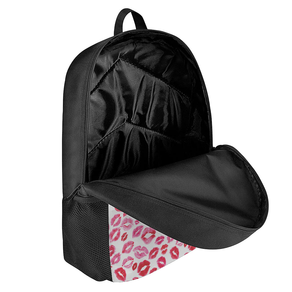 Red And Pink Lips Pattern Print 17 Inch Backpack