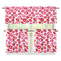 Red And Pink Lips Pattern Print 3 Piece Kitchen Curtains
