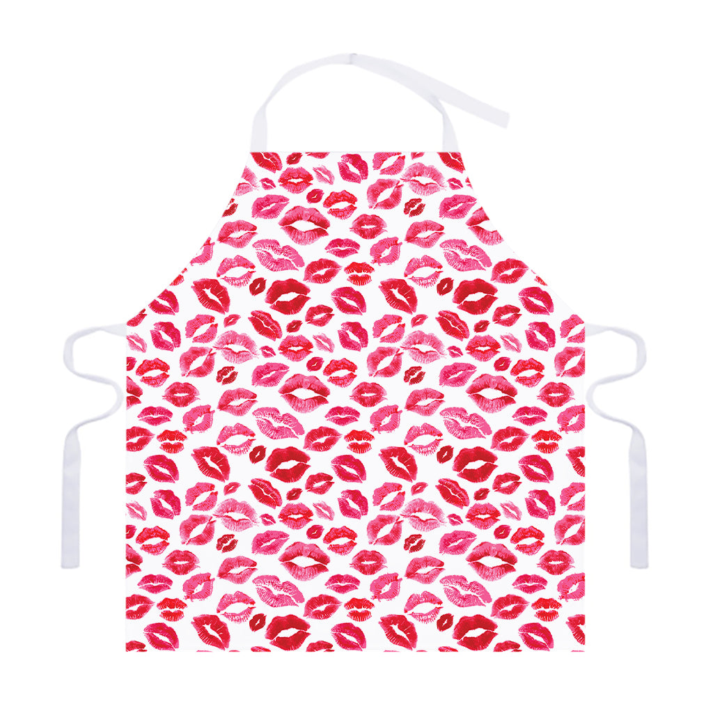 Red And Pink Lips Pattern Print Adjustable Apron