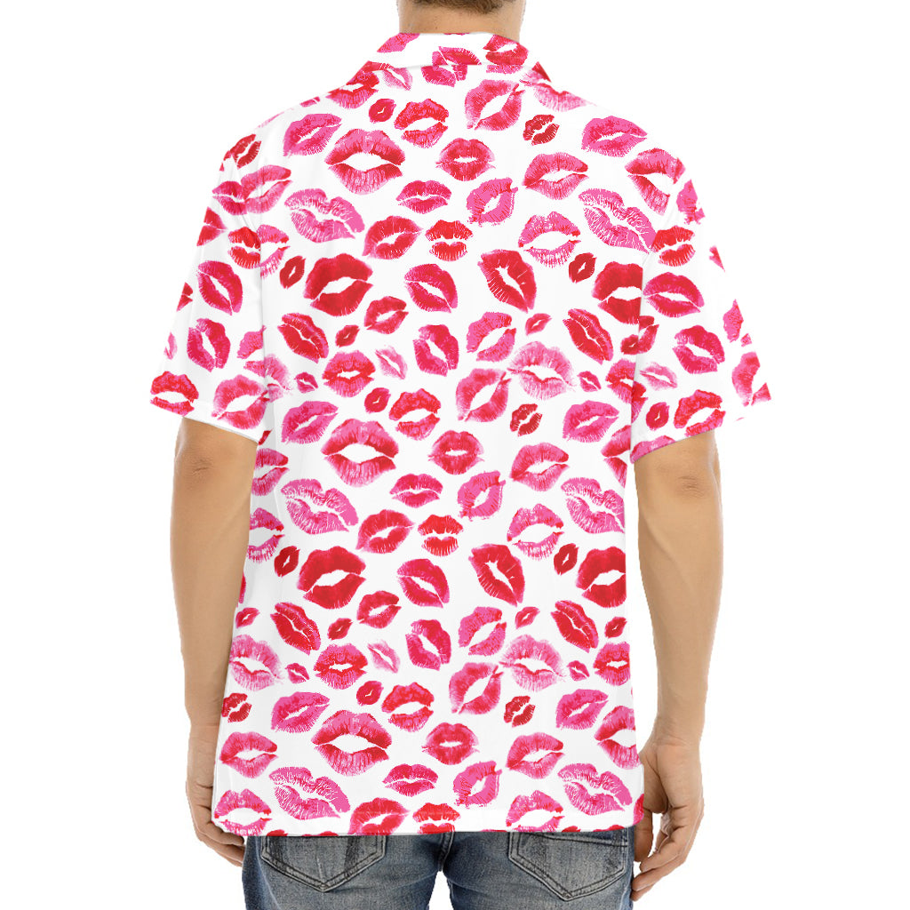 Red And Pink Lips Pattern Print Aloha Shirt