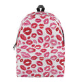 Red And Pink Lips Pattern Print School Backpack
