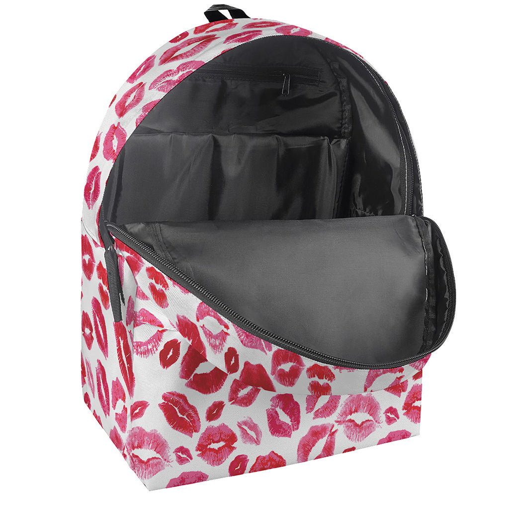 Red And Pink Lips Pattern Print Backpack