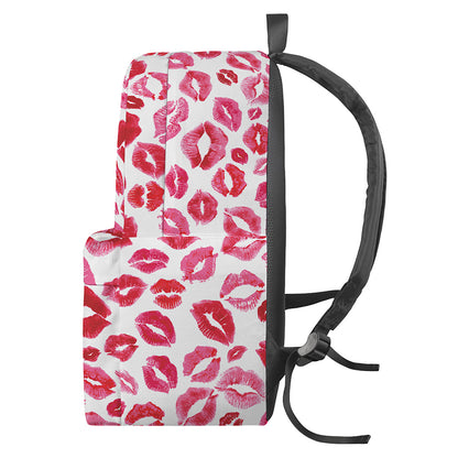 Red And Pink Lips Pattern Print Backpack