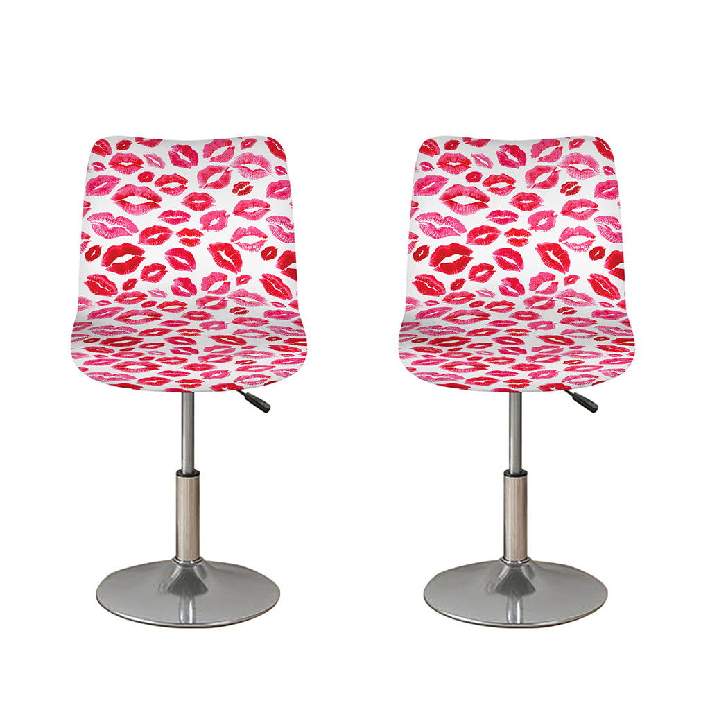 Red And Pink Lips Pattern Print Bar Stool Covers