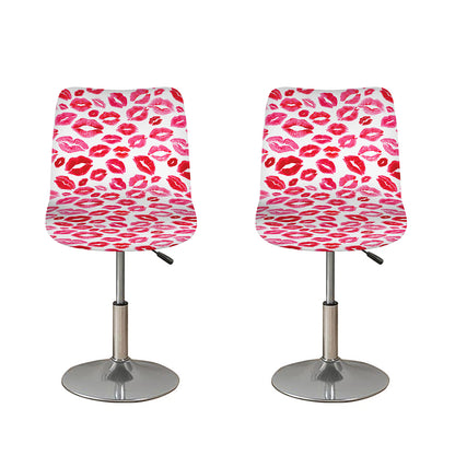 Red And Pink Lips Pattern Print Bar Stool Covers