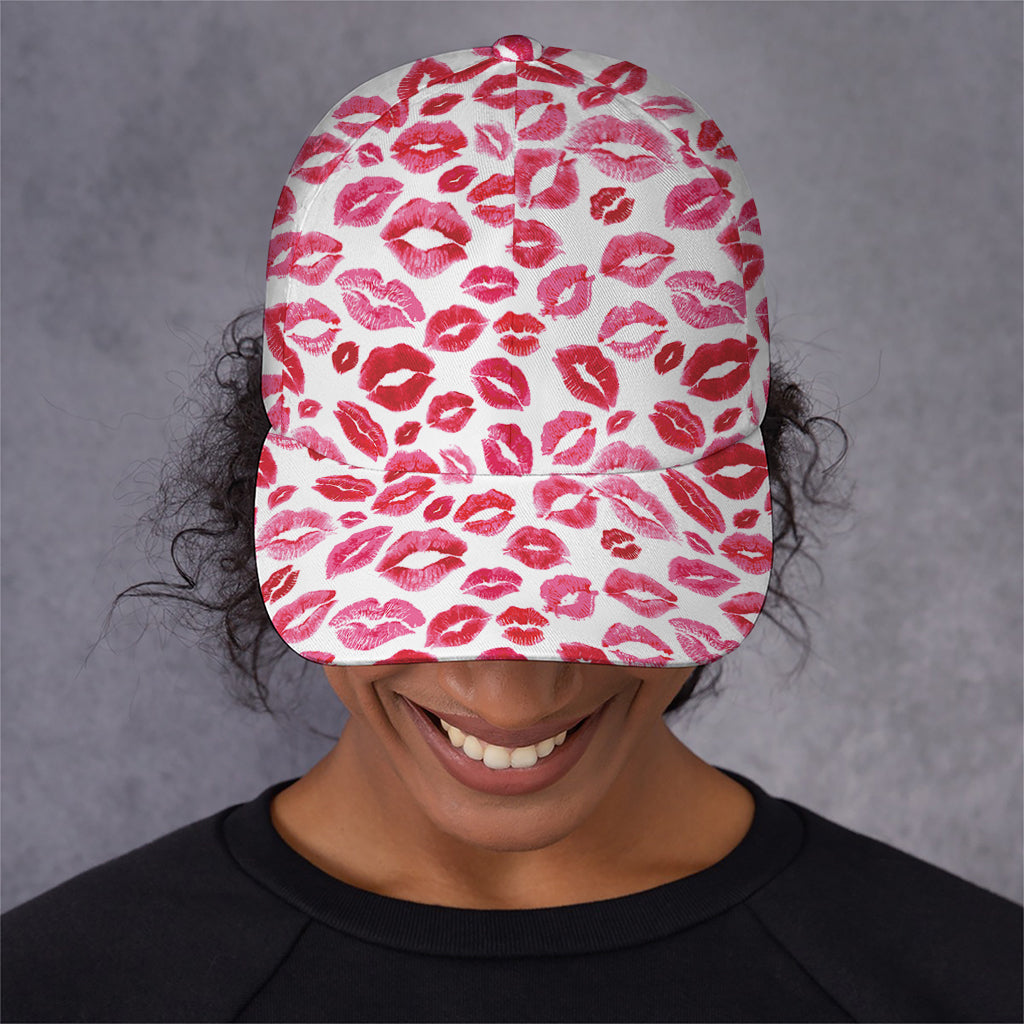 Red And Pink Lips Pattern Print Baseball Cap