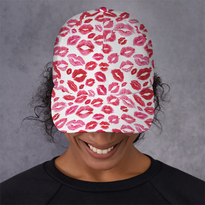 Red And Pink Lips Pattern Print Baseball Cap
