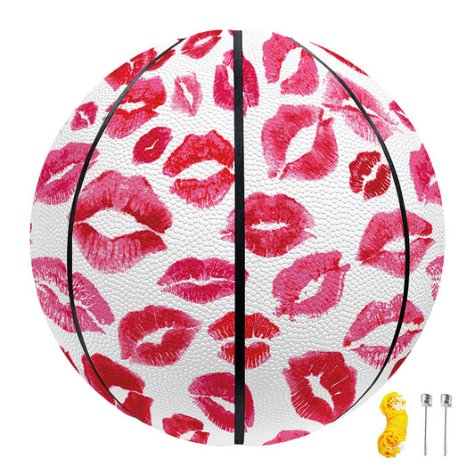 Red And Pink Lips Pattern Print Basketball