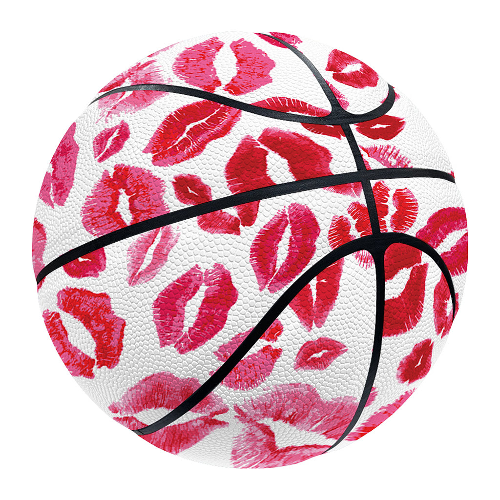 Red And Pink Lips Pattern Print Basketball