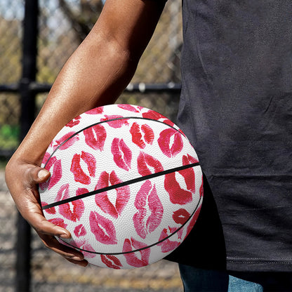 Red And Pink Lips Pattern Print Basketball