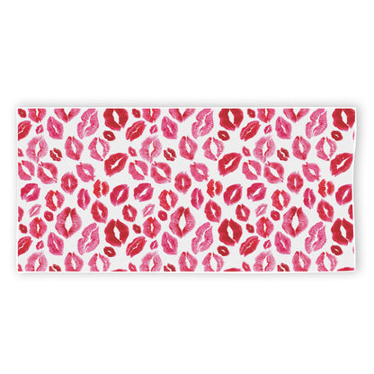 Red And Pink Lips Pattern Print Beach Towel