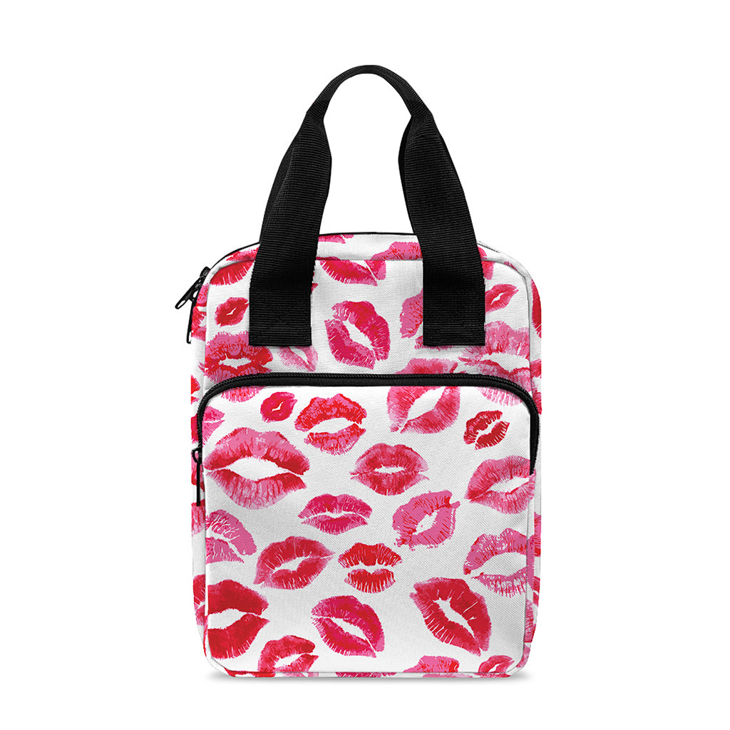 Red And Pink Lips Pattern Print Bible Tote Bag