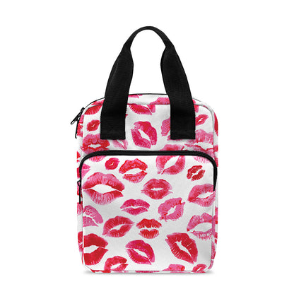 Red And Pink Lips Pattern Print Bible Tote Bag