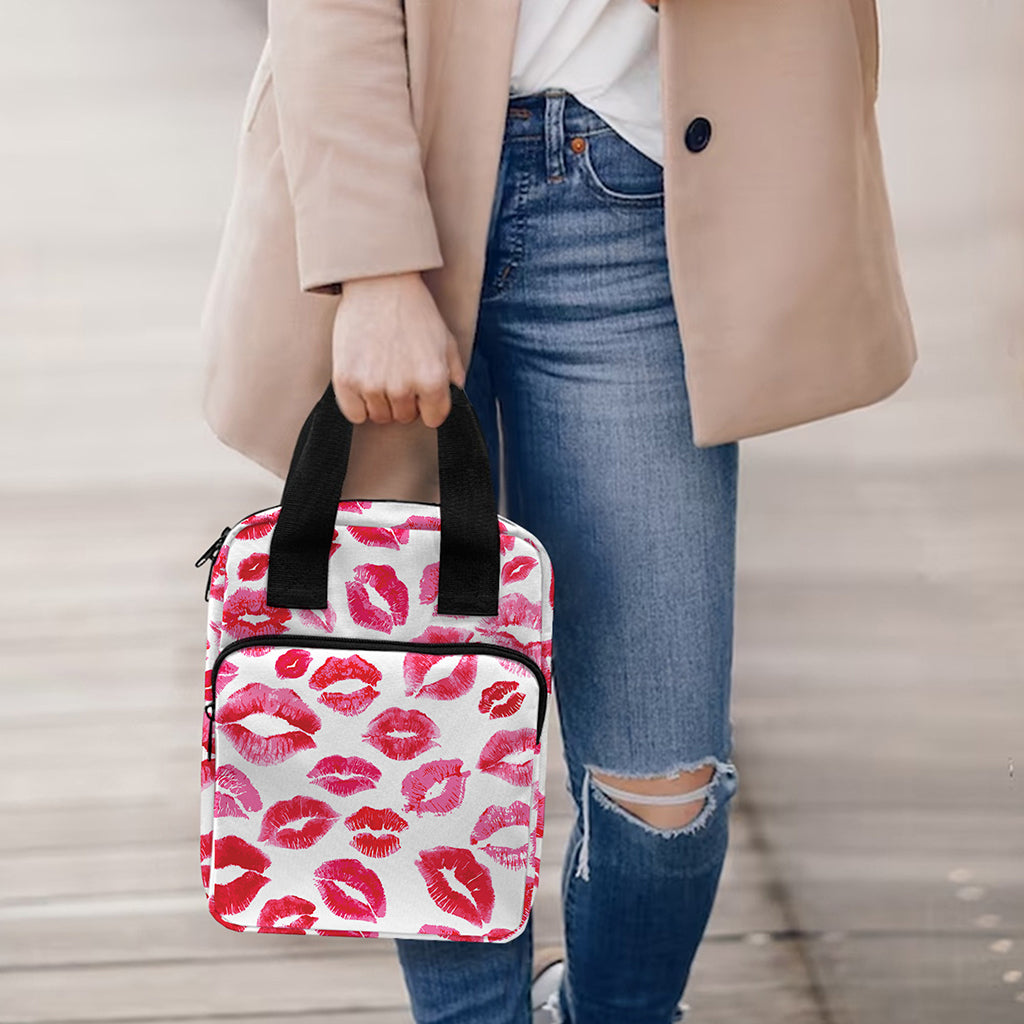 Red And Pink Lips Pattern Print Bible Tote Bag
