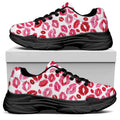 Red And Pink Lips Pattern Print Black Chunky Shoes
