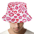 Red And Pink Lips Pattern Print Bucket Hat