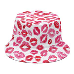 Red And Pink Lips Pattern Print Bucket Hat