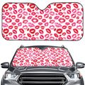 Red And Pink Lips Pattern Print Car Windshield Sun Shade
