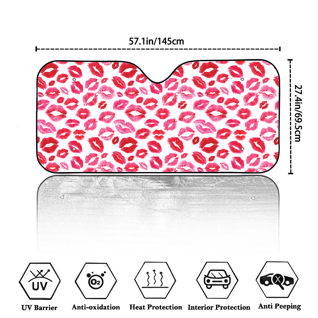 Red And Pink Lips Pattern Print Car Windshield Sun Shade