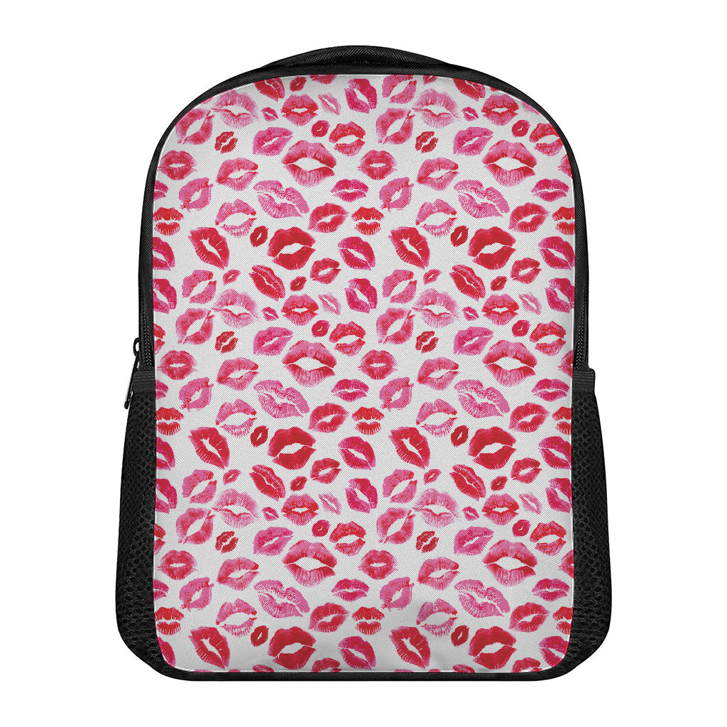 Red And Pink Lips Pattern Print Casual Backpack