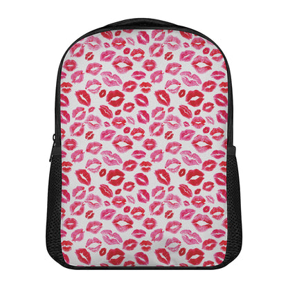 Red And Pink Lips Pattern Print Casual Backpack