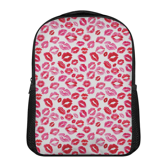Red And Pink Lips Pattern Print Casual Backpack