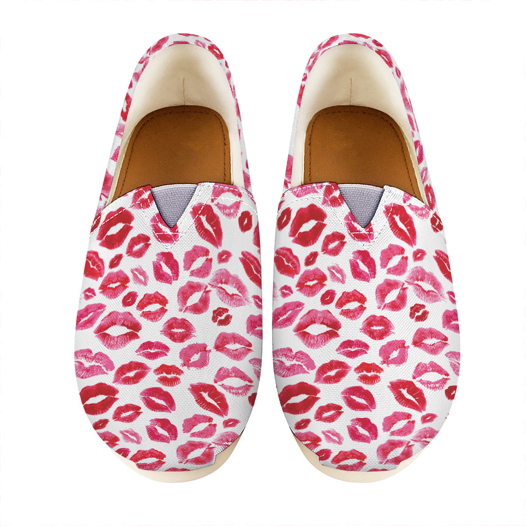 Red And Pink Lips Pattern Print Casual Shoes
