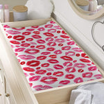 Red And Pink Lips Pattern Print Changing Pad Cover