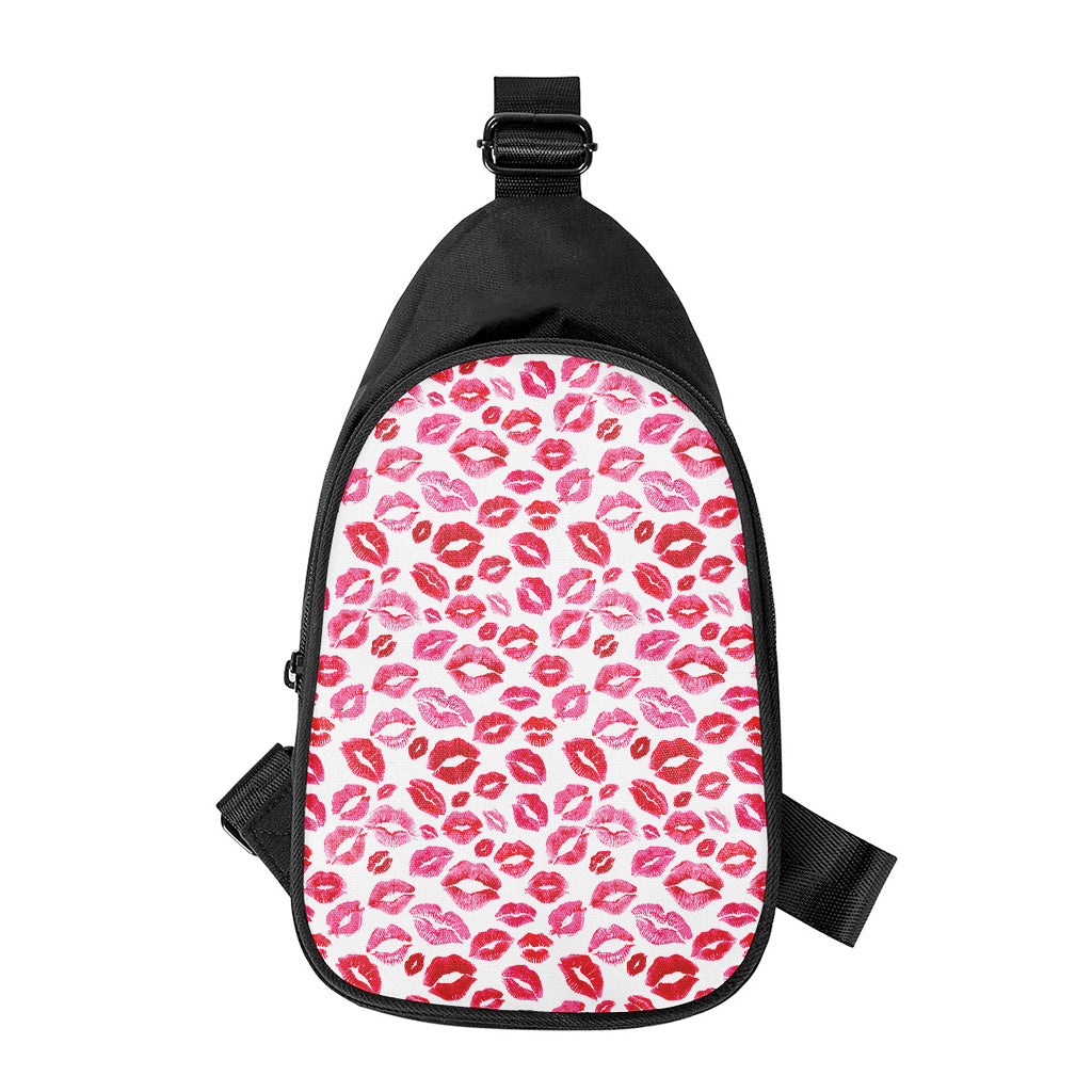 Red And Pink Lips Pattern Print Chest Bag