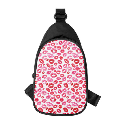 Red And Pink Lips Pattern Print Chest Bag