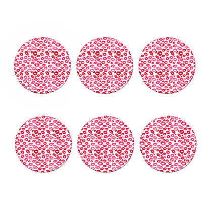 Red And Pink Lips Pattern Print Coaster Set
