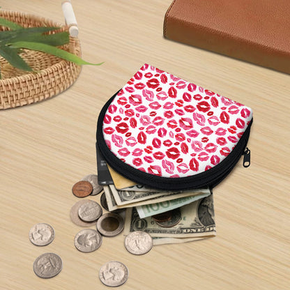 Red And Pink Lips Pattern Print Coin Purse