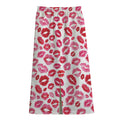 Red And Pink Lips Pattern Print Cotton Front Slit Maxi Skirt