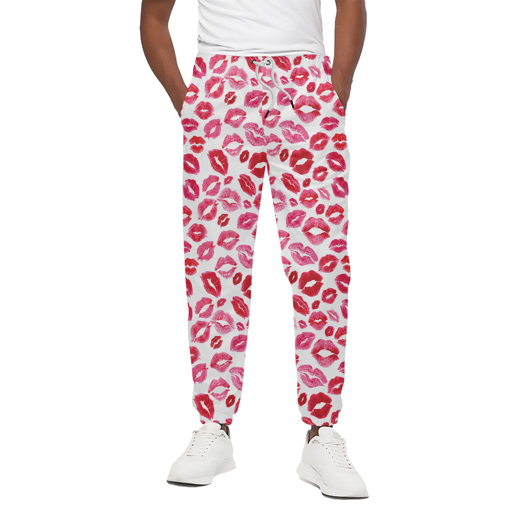Red And Pink Lips Pattern Print Cotton Pants