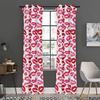 Red And Pink Lips Pattern Print Curtain