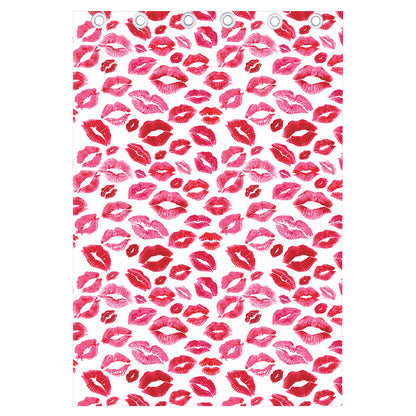 Red And Pink Lips Pattern Print Curtain