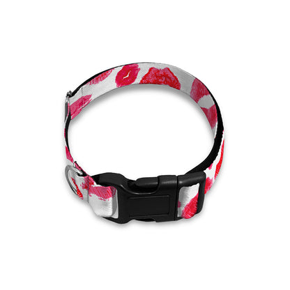 Red And Pink Lips Pattern Print Dog Collar