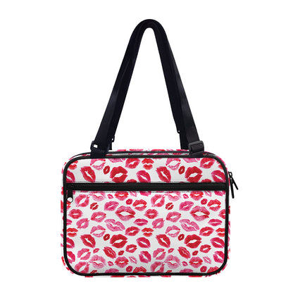 Red And Pink Lips Pattern Print Double Strap Bible Bag