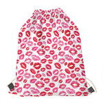 Red And Pink Lips Pattern Print Drawstring Bag