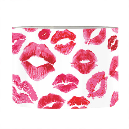 Red And Pink Lips Pattern Print Drum Lamp Shade