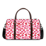 Red And Pink Lips Pattern Print Duffle Bag