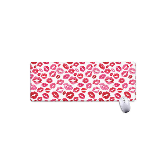 Red And Pink Lips Pattern Print Extended Mouse Pad