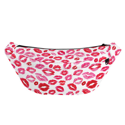 Red And Pink Lips Pattern Print Fanny Pack