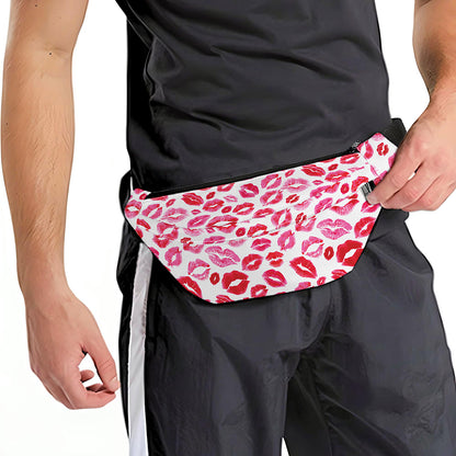 Red And Pink Lips Pattern Print Fanny Pack