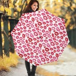 Red And Pink Lips Pattern Print Foldable Umbrella